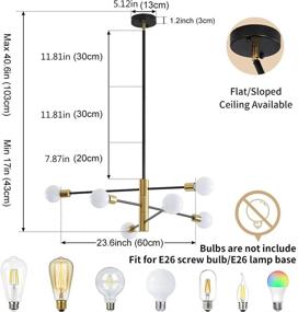 img 2 attached to Sputnik Chandelier: Stylish Black and Gold Pendant Lighting for Modern Industrial Interiors in Living Room, Kitchen, Bedroom, Dining Room, and Farmhouse