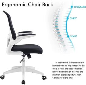 img 1 attached to 🪑 FelixKing Ergonomic Office Chair with Adjustable Height, Swivel Computer Mesh Chair, Lumbar Support, and Flip-up Arms, Breathable Backrest (White)