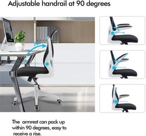 img 2 attached to 🪑 FelixKing Ergonomic Office Chair with Adjustable Height, Swivel Computer Mesh Chair, Lumbar Support, and Flip-up Arms, Breathable Backrest (White)