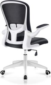 img 4 attached to 🪑 FelixKing Ergonomic Office Chair with Adjustable Height, Swivel Computer Mesh Chair, Lumbar Support, and Flip-up Arms, Breathable Backrest (White)