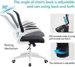 img 3 attached to 🪑 FelixKing Ergonomic Office Chair with Adjustable Height, Swivel Computer Mesh Chair, Lumbar Support, and Flip-up Arms, Breathable Backrest (White)