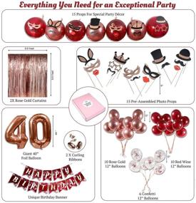 img 2 attached to 🎉 40th Birthday Party Decorations for Women: Stylish Rose Gold & Red Wine Theme Kit with Unique Happy Birthday Banner & Cute Photo Booth Props!