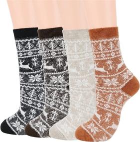 img 4 attached to Woolen Bliss: Men's Cozy Cashmere Crew Socks for Fall & Winter Sports