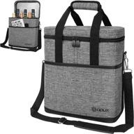 🍷 insulated wine carrier tote bag - 6-bottle wine travel bag with shoulder strap and padded protection - wine cooler bag for travel, picnic, byob - perfect wine gifts (heather gray) логотип