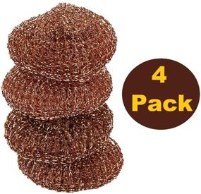 img 2 attached to 🧼 Premium Pine-Sol Heavy-Duty Copper Scrubbers for Cast Iron, Stainless Steel, Oven Racks, Grills - 4 Pack