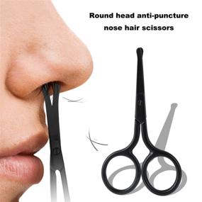 img 2 attached to 🧔 NVTED 2PCS Facial Hair Scissors - Curved & Rounded Trimmer for Nose Hair, Eyebrow, Beard, Eyelashes, Ear Hairs, & Moustache. Includes Foldable Mirror. Ideal for Men.