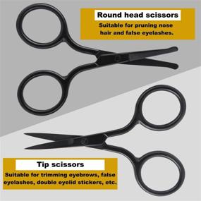 img 3 attached to 🧔 NVTED 2PCS Facial Hair Scissors - Curved & Rounded Trimmer for Nose Hair, Eyebrow, Beard, Eyelashes, Ear Hairs, & Moustache. Includes Foldable Mirror. Ideal for Men.