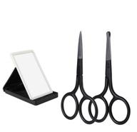 🧔 nvted 2pcs facial hair scissors - curved & rounded trimmer for nose hair, eyebrow, beard, eyelashes, ear hairs, & moustache. includes foldable mirror. ideal for men. logo