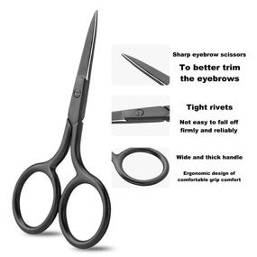 img 1 attached to 🧔 NVTED 2PCS Facial Hair Scissors - Curved & Rounded Trimmer for Nose Hair, Eyebrow, Beard, Eyelashes, Ear Hairs, & Moustache. Includes Foldable Mirror. Ideal for Men.