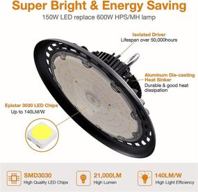 img 3 attached to 🛸 UFO LED High Bay Light 150W - Energy-Efficient Daylight Lighting Fixture for Warehouse, Workshop, Garage & more!
