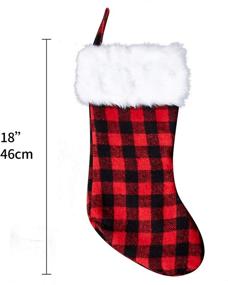 img 3 attached to 🧦 Arnzeh Christmas Stockings, Set of 3 - 18 inch Red and Black Buffalo Plaid with Plush Cuff - Classic Decorations for Home Party Xmas Fireplace - Hanging Ornaments & Gifts (Red/White)
