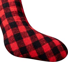 img 1 attached to 🧦 Arnzeh Christmas Stockings, Set of 3 - 18 inch Red and Black Buffalo Plaid with Plush Cuff - Classic Decorations for Home Party Xmas Fireplace - Hanging Ornaments & Gifts (Red/White)