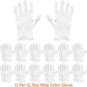 img 4 attached to Paxcoo 12 Pairs XL White Cotton Gloves: Premium Moisturizing & Protective Hand Spa Gloves for Eczema, Cosmetic Care, Jewelry Inspection, and More!