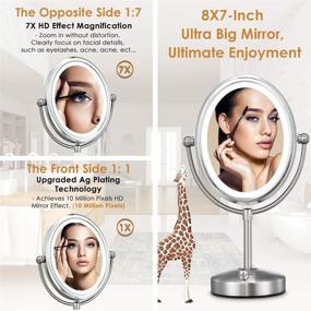 img 3 attached to 💡 VESAUR Oval 8-Inch Lighted Makeup Mirror, 7X Magnification with 28 Dimmable SMD LEDs (Up to 1100lux), Double-Sided Swivel Vanity Mirror, Senior Pearl Nickel Finish, Corded/Cordless Option