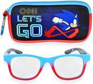 🕶️ sonic the hedgehog blue light glasses for kids - computer eyeglasses with carrying case, blue light blocking glasses for boys - children's gaming glasses in blue/red logo