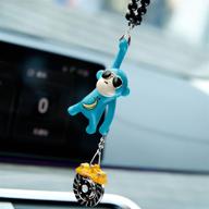 ygmoner wearing sunglasses monkey car charm interior rear view mirror hanging (blue &amp logo