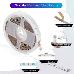 img 2 attached to 🔮 Sunity LED Strip Lights 32.8ft for Bedroom, with Extended 8.2ft Power Cord, 44 Keys Remote Control, and 300 Bright 5050 RGB LEDs for Creative DIY House/Kitchen/Ceiling/Bedroom Decoration