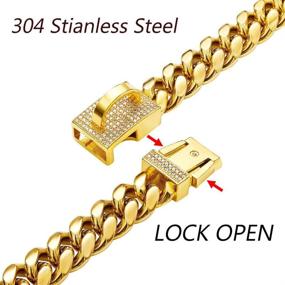 img 2 attached to 🐶 18K Gold Plated Diamond Buckle Dog Collar Necklace - Stainless Steel Cuban Link Chain Training Collar for Small, Medium, and Large Dogs