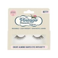 👁️ the vintage cosmetic company betty reusable lashes: synthetic strip + latex-free adhesive - easy application & removal | light & comfortable | natural cat eye look | 12mm logo