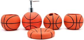 img 4 attached to 🏀 JynXos Resin 5-Piece Basketball Design Bathroom Accessory Set - Enhance Bathroom Vanities with Stylish Home Decor