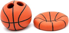 img 2 attached to 🏀 JynXos Resin 5-Piece Basketball Design Bathroom Accessory Set - Enhance Bathroom Vanities with Stylish Home Decor