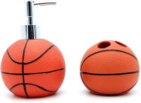 img 3 attached to 🏀 JynXos Resin 5-Piece Basketball Design Bathroom Accessory Set - Enhance Bathroom Vanities with Stylish Home Decor