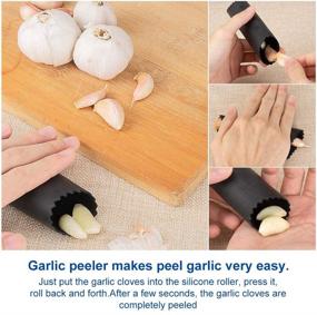 img 2 attached to 🧄 Effortlessly Crush Garlic with DXYD Stainless Steel Rocker Press: Includes Silicone Roller Peeler, Stainless Steel Dessert Spoon, and Cleaning Brush