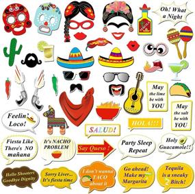 img 3 attached to 🎉 Mexican Fiesta Photo Booth Props - Fun Selfie Props for Birthday, Wedding, Bachelorette, and Fiesta Themed Parties. 50 Count Party Favors, Supplies, and Decorations by Konsait