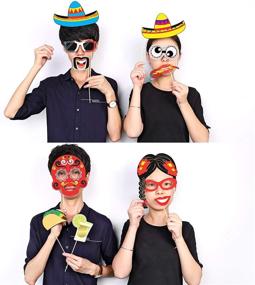 img 2 attached to 🎉 Mexican Fiesta Photo Booth Props - Fun Selfie Props for Birthday, Wedding, Bachelorette, and Fiesta Themed Parties. 50 Count Party Favors, Supplies, and Decorations by Konsait