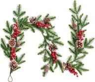 🎄 6ft artificial christmas pine garland with red berry branch, pine cone, and winter greenery for holiday season mantel fireplace table runner centerpiece décor - by dearhouse logo