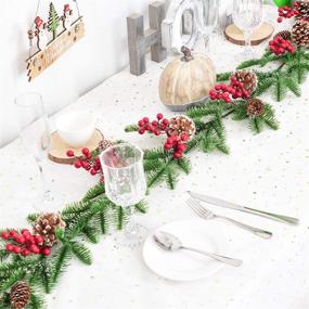 img 3 attached to 🎄 6FT Artificial Christmas Pine Garland with Red Berry Branch, Pine Cone, and Winter Greenery for Holiday Season Mantel Fireplace Table Runner Centerpiece Décor - by DearHouse