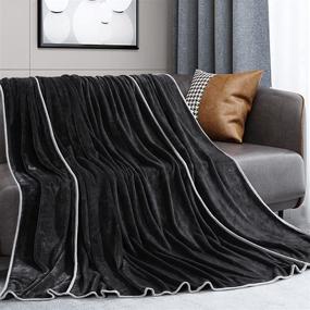 img 2 attached to 🛏️ HOMBYS Extra Large Flannel Throw Blanket for King Size Bed - Soft, Thick, and Breathable Dark Grey 120x120 Winter Warm Blanket, Oversized Outdoor Blanket for Summer Picnics
