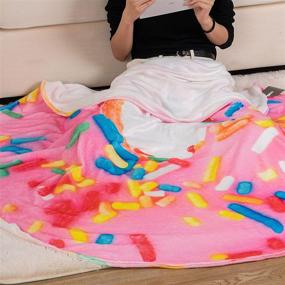 img 1 attached to BATTILO HOME Donut Blanket for Adults and Kids - Burritos Tortilla Blanket Extra Large Cozy Flannel Blanket, Giant Donut Throw Blanket for Outdoor and Indoor Use - Food Blanket for Teens & Adults - Diameter 71 inch