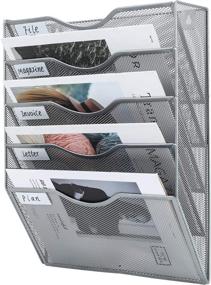 img 3 attached to 📬 PAG Hanging Wall File Holder: Efficient Mail Organizer & Document Letter Rack, 5-Tier Silver Wall Mount Solution