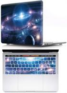 🌌 hrh 2-in-1 galaxy universe starry sky laptop body shell hard case cover + silicone keyboard cover for macbook new pro 15 with touch bar a1707 a1990 (2018 2017 2016 release) logo