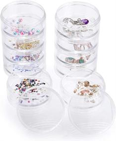 img 4 attached to 🗄️ Efficient Storage Solution: Hipiwe 2 Packs of 5-Slot Clear Plastic Round Storage Jars - Perfect for Art, Craft, and Jewelry Supplies