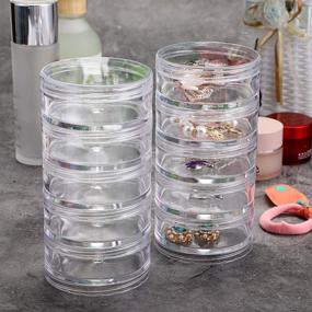 img 1 attached to 🗄️ Efficient Storage Solution: Hipiwe 2 Packs of 5-Slot Clear Plastic Round Storage Jars - Perfect for Art, Craft, and Jewelry Supplies