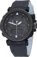 ⌚️ casio men's pro trek prg-650y-1cr - solar powered silicone watch in black: a perfect blend of style and function logo