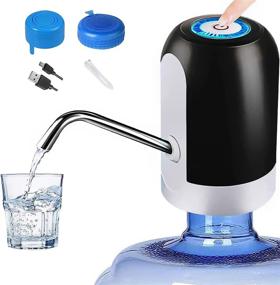img 4 attached to 5 Gallon Water Bottle Pump - CHIVENIDO Water Dispenser for 5 Gallon Bottle with Reusable Screw Top or Crown Tops, USB Charging, Automatic Drinking Water Jug Pump for Home Use