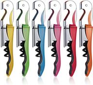 🍷 multi-colored waiter corkscrew wine opener set - classic all-in-one tool for bartenders, waiters, and wine enthusiasts (6 pieces) logo