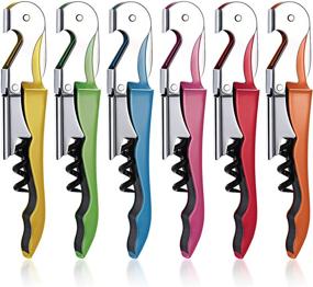 img 4 attached to 🍷 Multi-Colored Waiter Corkscrew Wine Opener Set - Classic All-in-One Tool for Bartenders, Waiters, and Wine Enthusiasts (6 Pieces)