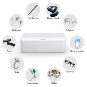 img 3 attached to 💎 Efficient White Ultrasonic Jewelry Cleaner for Rings, Necklaces, Eyeglasses, Watches, Coins, Denture Razors - 0.6L Professional Machine