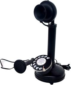 img 3 attached to retailhooks - Vintage Antique Candlestick Rotary Dial Telephone: Black Mette Finish Table Decorative Phone