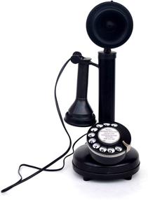 img 4 attached to retailhooks - Vintage Antique Candlestick Rotary Dial Telephone: Black Mette Finish Table Decorative Phone