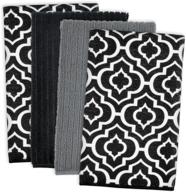 🧽 multipurpose microfiber cleaning towels by dii – ideal for kitchens, dishes, cars, dusting & drying rags! set of 4, 16x19 – black lattice design logo