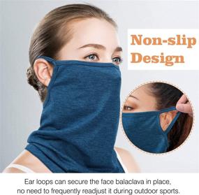 img 1 attached to MoKo Scarf Mask Bandana: 3-Pack Neck Gaiter Balaclava with Ear Loops, Filter Pocket Face Mask for Outdoor Activities - for Men and Women