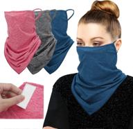 moko scarf mask bandana: 3-pack neck gaiter balaclava with ear loops, filter pocket face mask for outdoor activities - for men and women logo