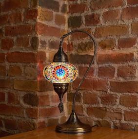 img 1 attached to 🌸 DEMMEX Handmade Turkish Moroccan Colorful Mosaic Glass Antique Lamp 18.8" - Blossom Design for Table or Bedside