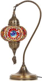 img 2 attached to 🌸 DEMMEX Handmade Turkish Moroccan Colorful Mosaic Glass Antique Lamp 18.8" - Blossom Design for Table or Bedside