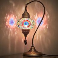 🌸 demmex handmade turkish moroccan colorful mosaic glass antique lamp 18.8" - blossom design for table or bedside логотип